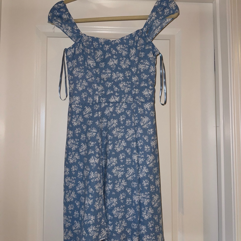 Trixxi Blue Dress with White Floral Design